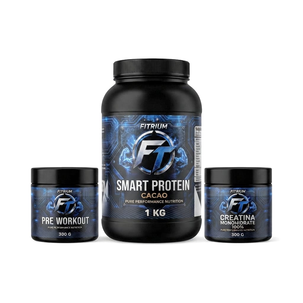 PACK FITRIUM Proteína Cacao 1 kilo, Creatina 100% Pura, Pre-Entreno Frutal